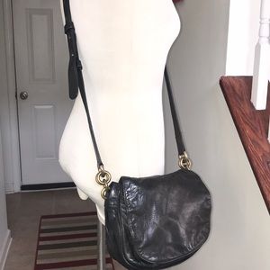 Vintage DKNY 1980’s Black Leather Saddle Bag 😘